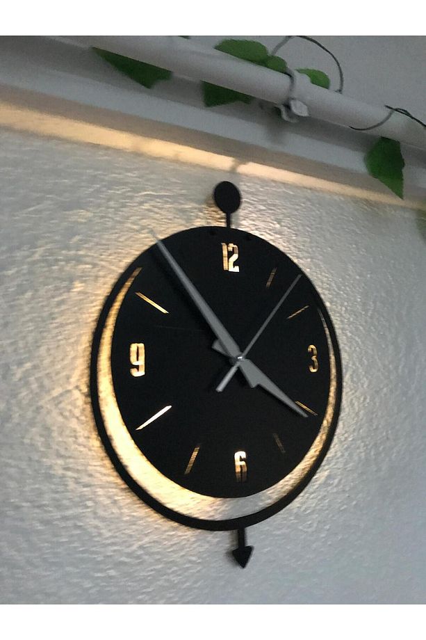 Minimalist Ledli Ahşap Duvar Saati - 3