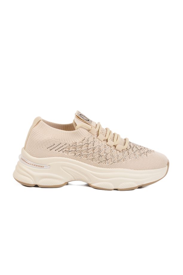 Krem Hafif Triko Örme Anatomik Kadın Sneaker B064 Z - 1
