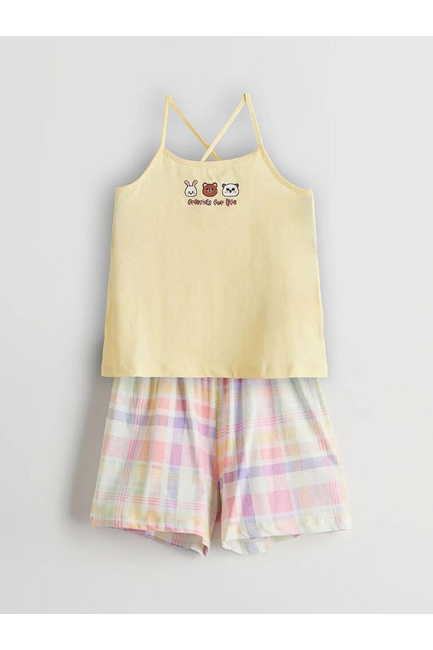 Desenli Kız Çocuk Şortlu Pijama Takımı (S5) - 3