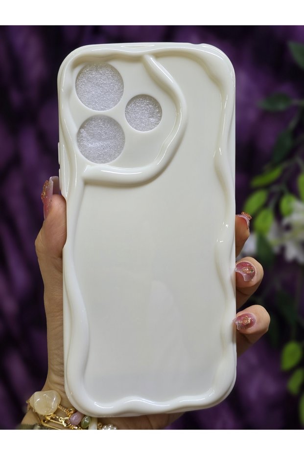 Xiaomi Redmi 13 Compatible 3D Wave Edge White Phone Case