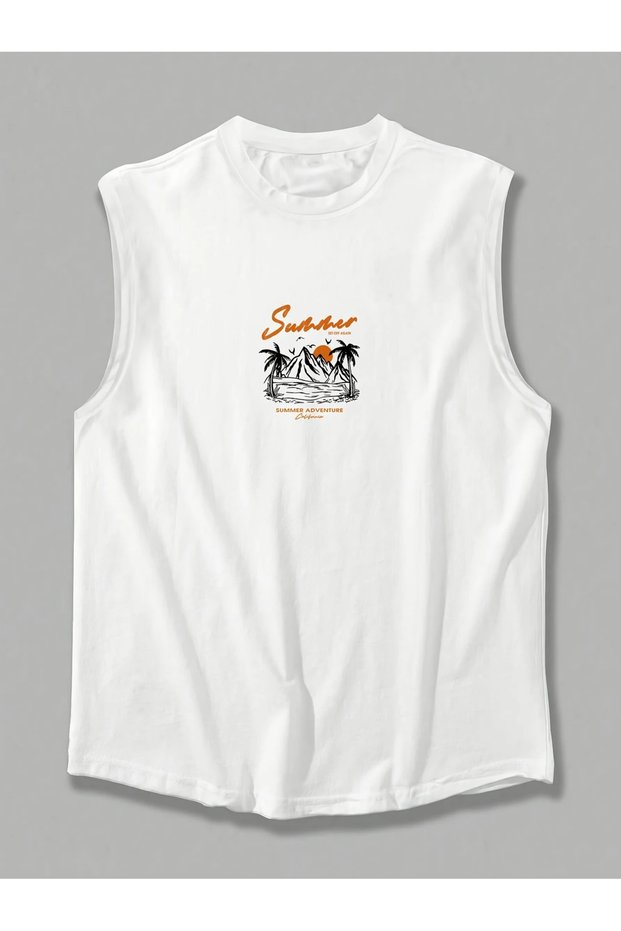 Men's Casual Sleeveless Stretch Shirt - Geometric Landscape Pattern Comfortable and Breathable,