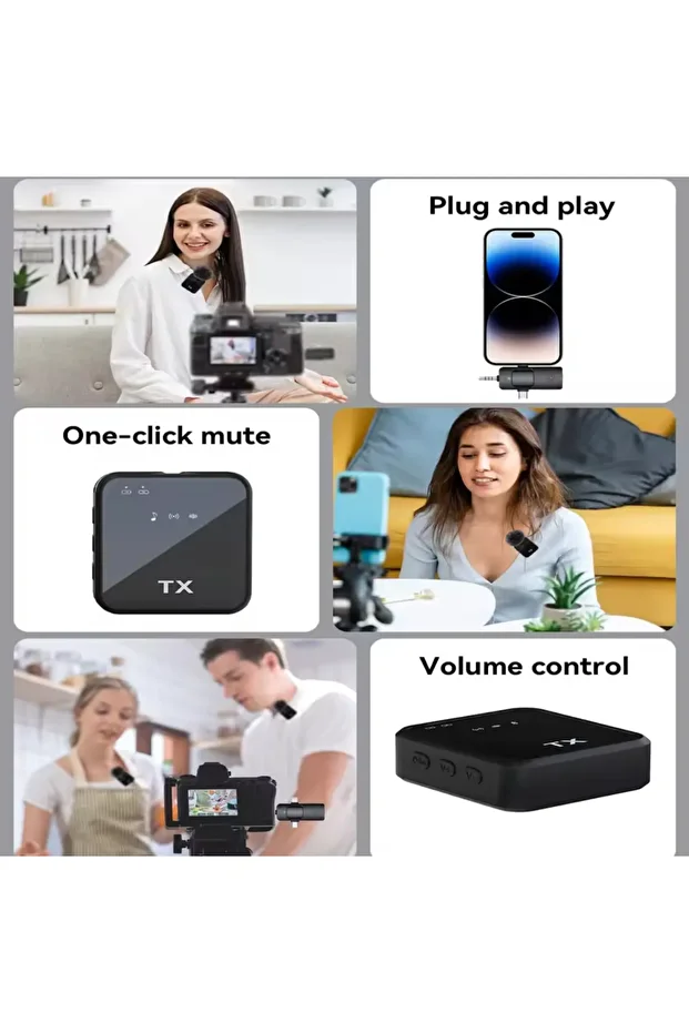 Kablosuz Yaka Mikrofonu, iPhone, Android, Mikrofon Yankı Ses Video Kayıt Podcast Gürültü önlem - 3