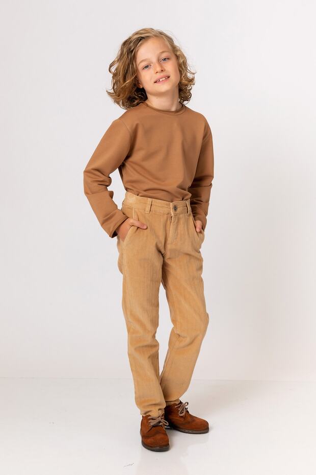 Erkek Çocuk Camel Kadife Pantolon - 2