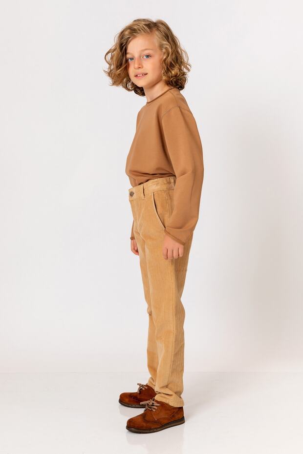 Erkek Çocuk Camel Kadife Pantolon - 3