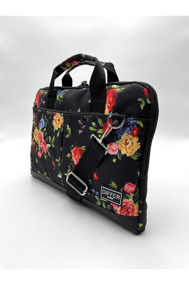 13.3'' & 14'' Inç Çiçek Desenli Siyah Laptop/macbook/notebook/bilgisayar/evrak Çantası - 3