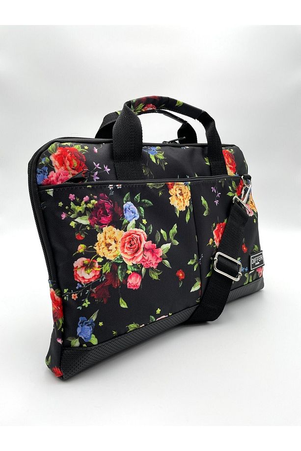 13.3'' & 14'' Inç Çiçek Desenli Siyah Laptop/macbook/notebook/bilgisayar/evrak Çantası - 4