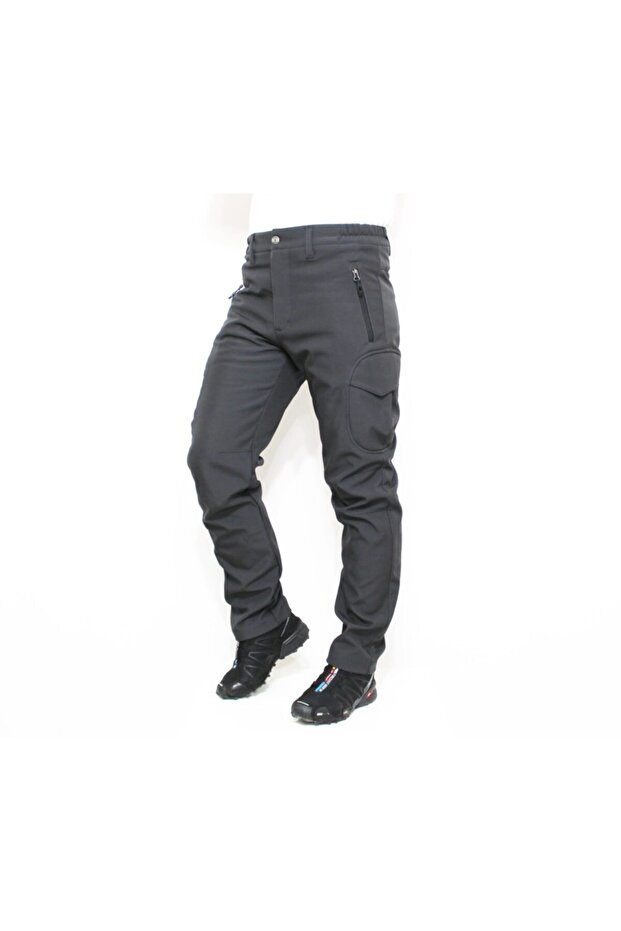 بنطلون شتوي ذو جيب رمادي للرجال - 1