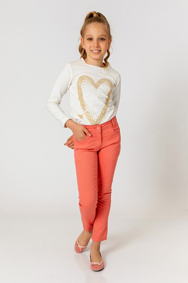Devojčice, salmon pantalone - 2