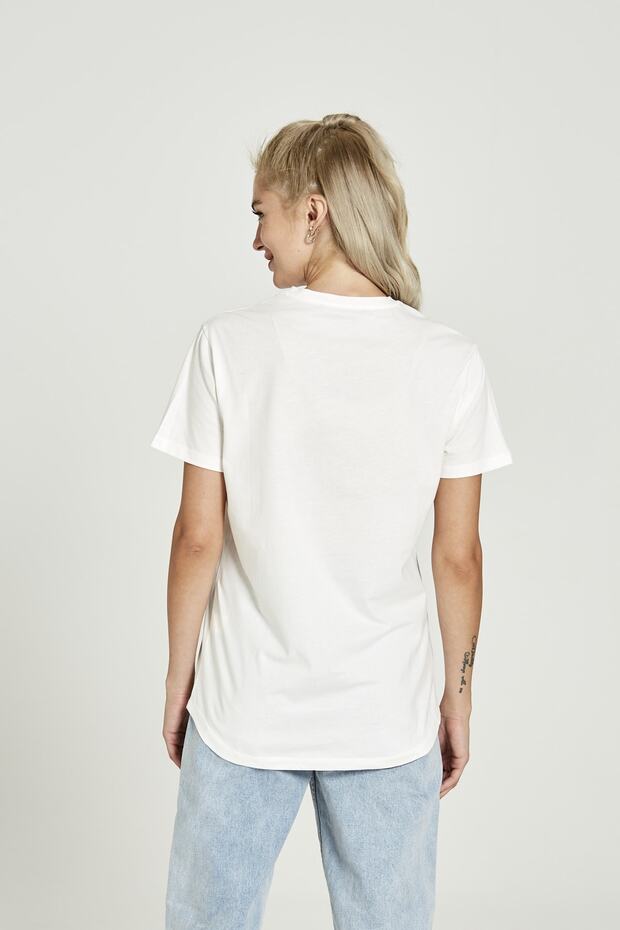 Beyaz Basıc Kadın Örme T-shırt - 3
