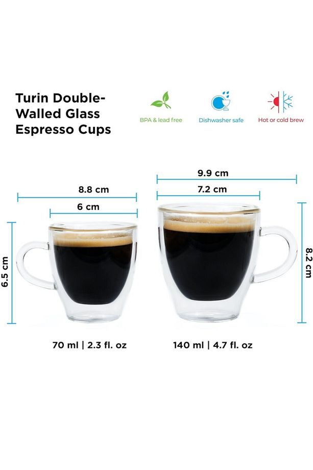 Turin Çift Cidarlı Espresso Bardağı 2 X 140 ml - 3