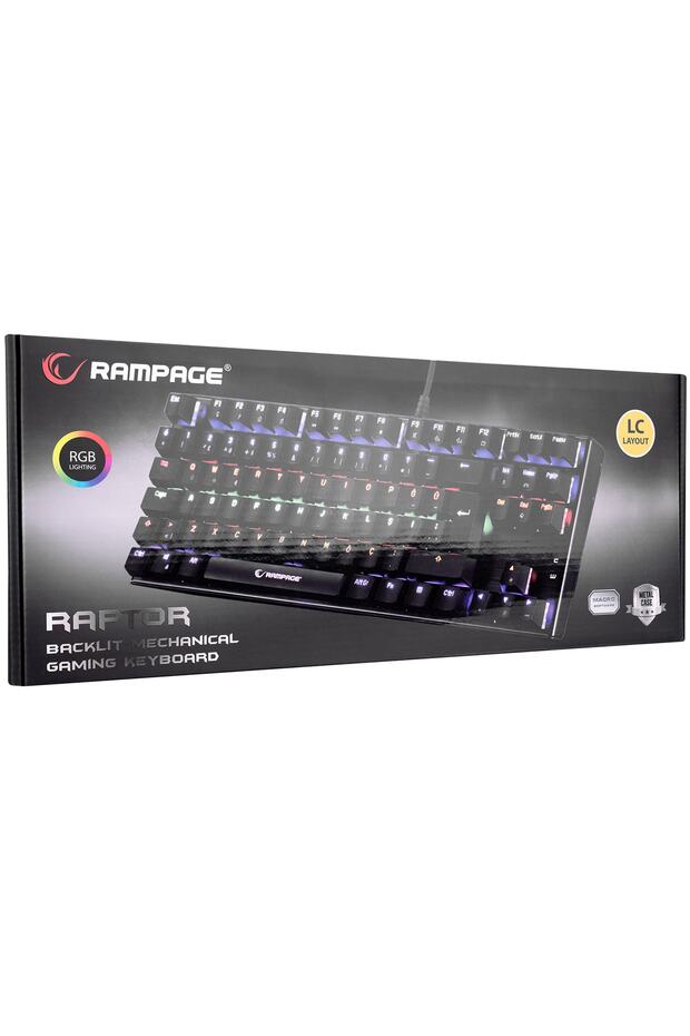 Kb-r17 Raptor Black Usb Full Rgb Led Blue Switch Lc Layout Gaming Mechanical Keyboard - 6
