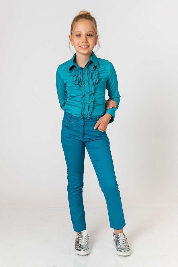 Devojčice, mint pantalone - 1