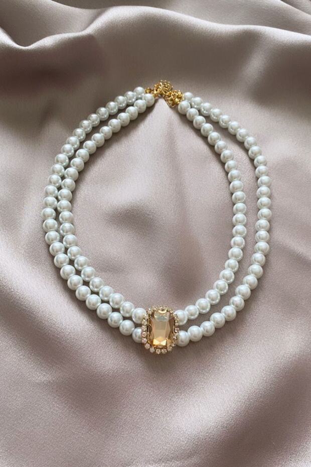 Çift Sıralı Abiye Inci Choker Kolye - 3