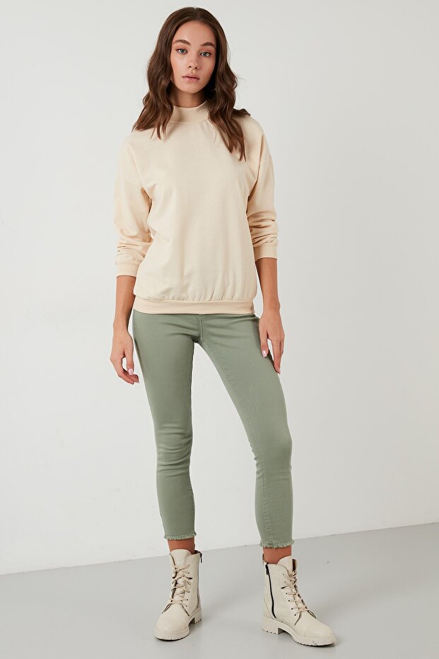 Dik Yaka Basic Örme Sweat Bayan Sweat 5863323 - 5