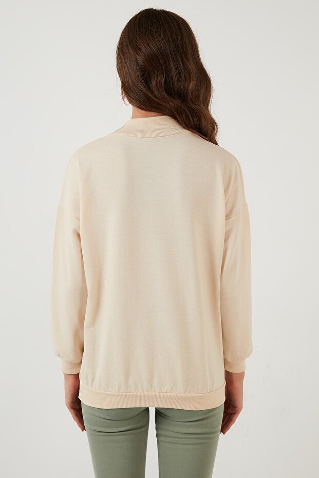 Dik Yaka Basic Örme Sweat Bayan Sweat 5863323 - 6