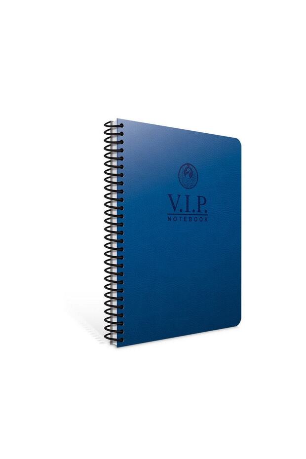 Vip A4 140 ورقة غطاء جلدي حلزوني (1080) مخطط باللون الأزرق الداكن