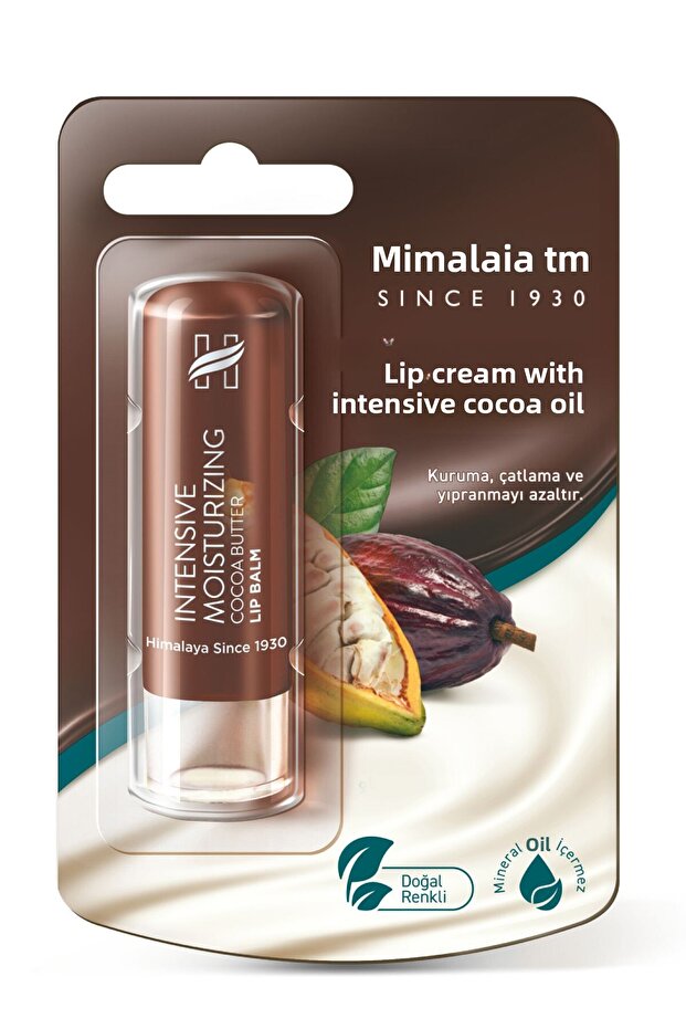 Intense Moisturizing Lip Balm, Cocoa Butter, Nourishing, 100% Natural Color, Silicone-Free, 4.5 Gr