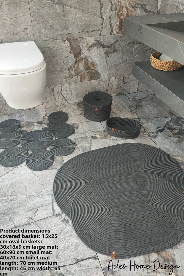 Jute,Bath Set,Bath Set,Bath Mat, Mat Set,Makeup Basket,Detergent Basket,Toilet Seat Mat