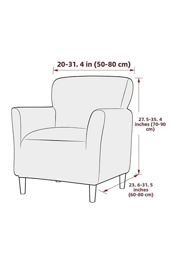 Armchair Seat Cover Lycra Fabric, Square Pattern, Single Sofa Cover - 4