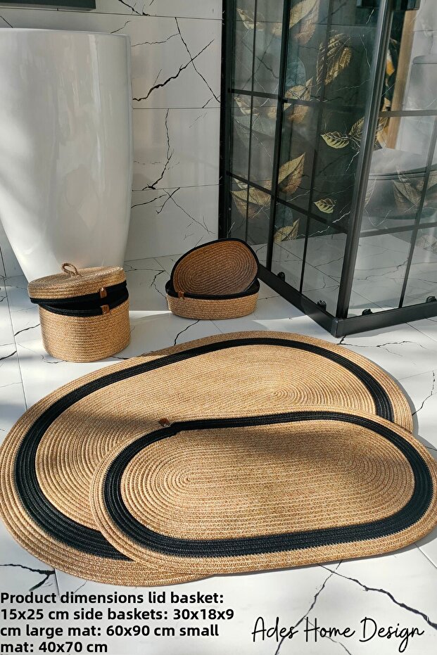Jute, Bathroom Set, Bathroom Set, Bath Mat, Bath Mat, Mat Set, Makeup Basket, Detergent Basket, Gift