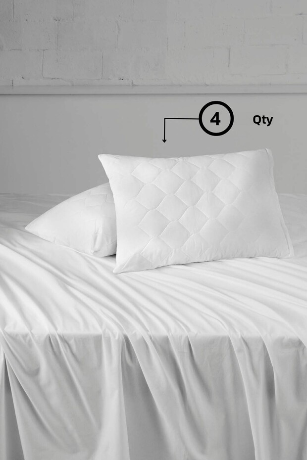 Quilted Eco 4 Pieces Cotton Zippered Pillow Protective Cover, Breathable, Antibacterial 50X70 cm