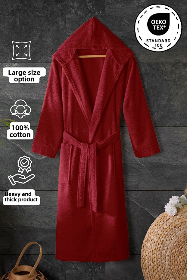 Gonca Premium 100% Hooded Bathrobe | High Water Absorbency And Luxury Comfort | Quick Drying