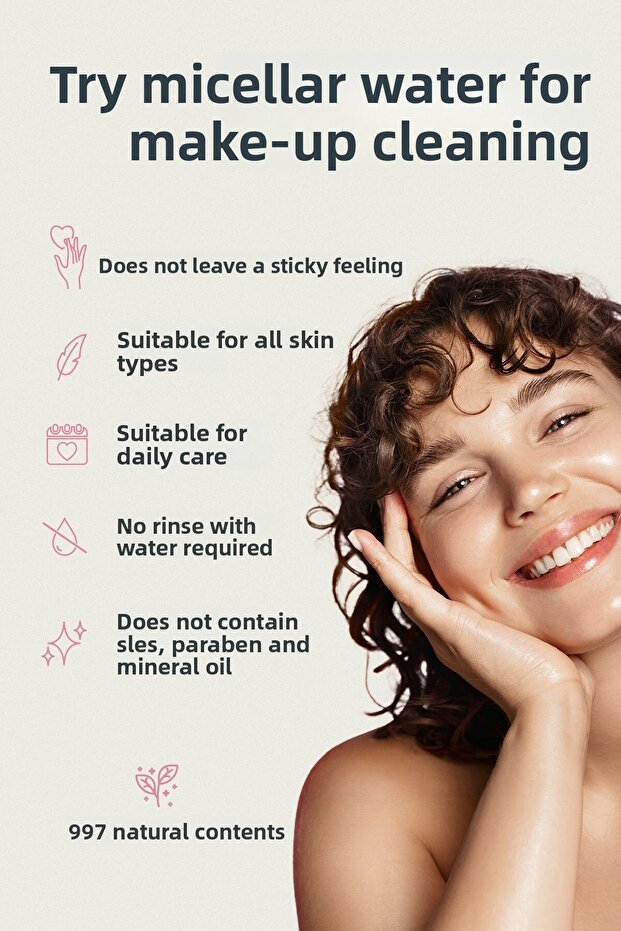 Makyaj Temizleme Micellar Suyu Nemlendirici % 99 Doğal Tüm Ciltler ıçin، 400 مل - 4