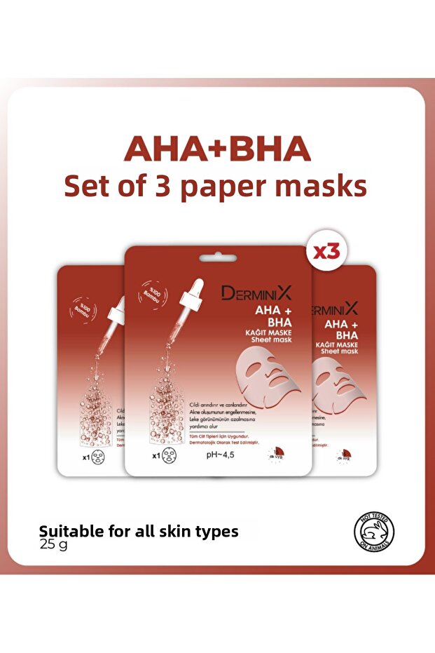 3-Pack Aha+Bha Revitalizing & Purifying Face Mask – Pore Tightening & Skin Renewing