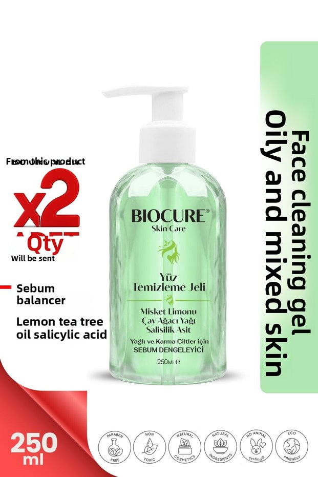 Facial Cleansing Gel Deep Cleansing Salicylic Acid for Combination and Oily Skin 250mlx2 pcs