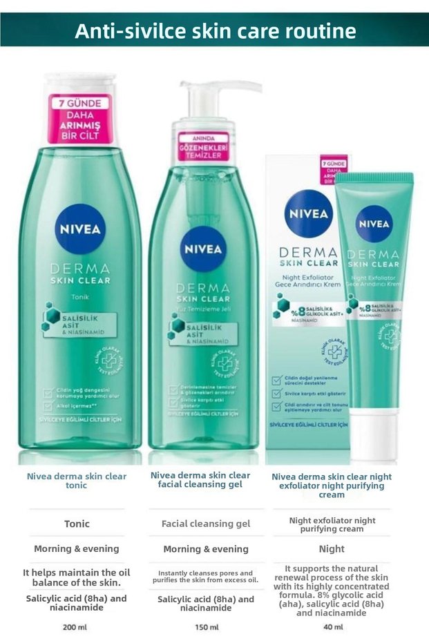 Derma Skin Clear Night Exfoliator-Acne-Prone Skin Care Set