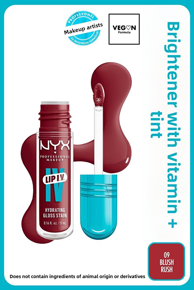 Lip IV Hydrating Gloss Stain, Lip Gloss, Up to 12HR Hydration,Blush Rush