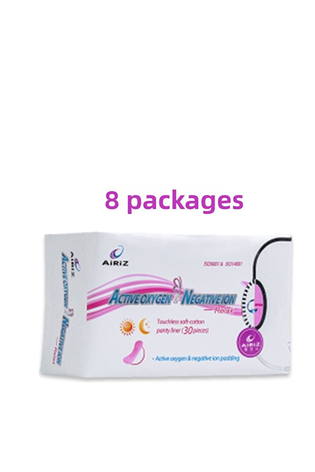Airiz Daily Pads 30 Pack - الأكسجين النشط والأيونات السالبة - فوط رقيقة وواسعة ومضادة للرائحة × 8 عبوات