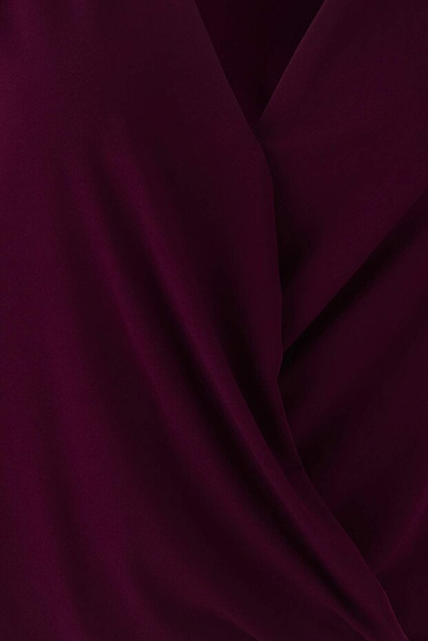 Mor Balon Kol Kruvaze Yaka Örme Crop Bluz TBBAW23AF00029 - 10