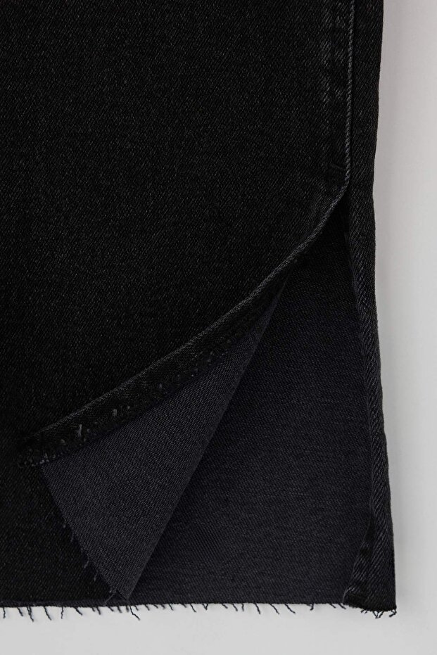 Siyah Yırtmaç Paça Detaylı Yüksek Bel Orta Esnek Flare Smoke İspanyol Paça Jeans TWOAW26JE00022 - 6