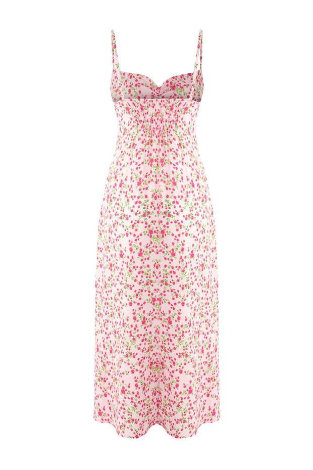 Pembe Çiçekli Midi Dokuma Elbise TEDSS25EL00001 - 6