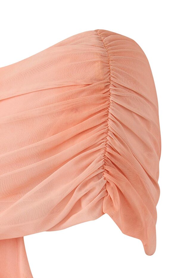 Světle oranžové se vzorem Asymetrický výstřih Tkané Maxi Večerní šaty Noční šaty TPRSS25AE00190 - 6