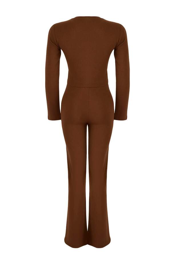 Wardrobe Essentials – Kahverengi Slim/Vücuda Oturan Alt-Üst Takım | TWOAW26AU00008 - 7