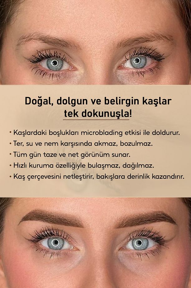 Suya Dayanıklı Çatal Uçlu Kaş Kalemi – 2’si 1 Arada Krem Microblading Etkili Eyeliner & Kaş Kalemi - 3