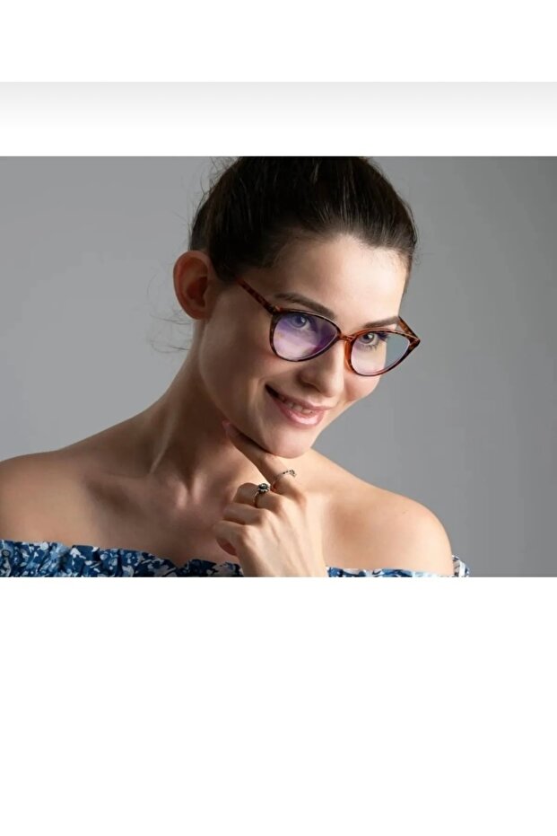 Leopard Blue Block Cat Eye Screen Glasses - 2