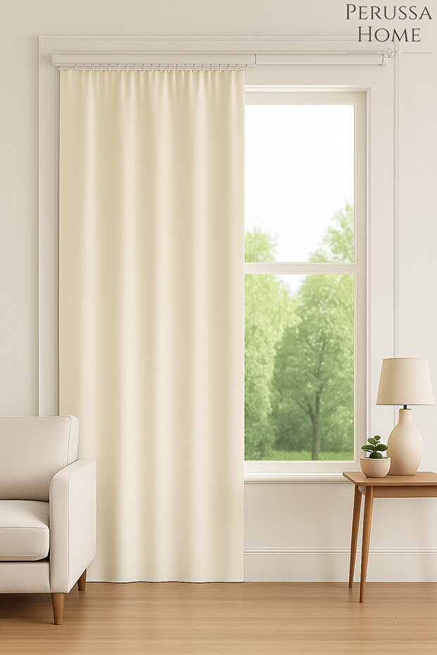 ستارة ساتان بجودة عالية من Perussa Home، مخصصة لحجب الشمس، باللون الإيكرو، مقاس العرض × الطول