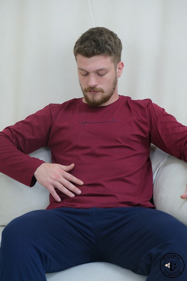 KIRMIZI LACİVERT UZUN KOL ERKEK PİJAMA TAKIMI - 3