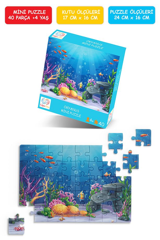 Okyanus Mini Puzzle 40 Parça 3-7 Yaş Çocuk Puzzle Yapboz - 1