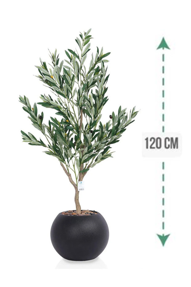 شجرة زيتون صناعية بمركن بلاستيك دائري - 2