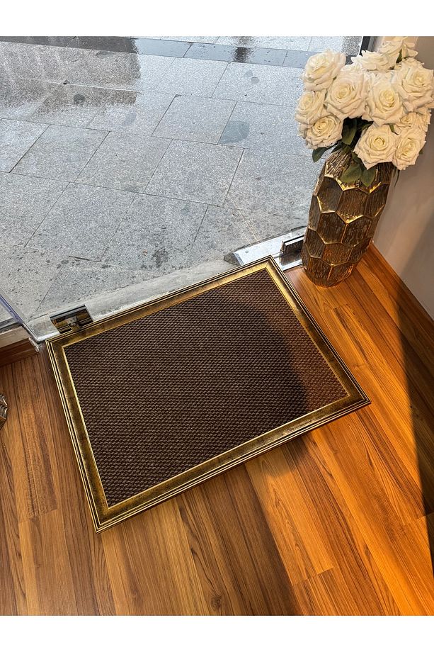 Avnagard Gold Kırılmaz Çerçeveli Kalın Halıdan Yapılmış Kapı Önü Paspas - 1