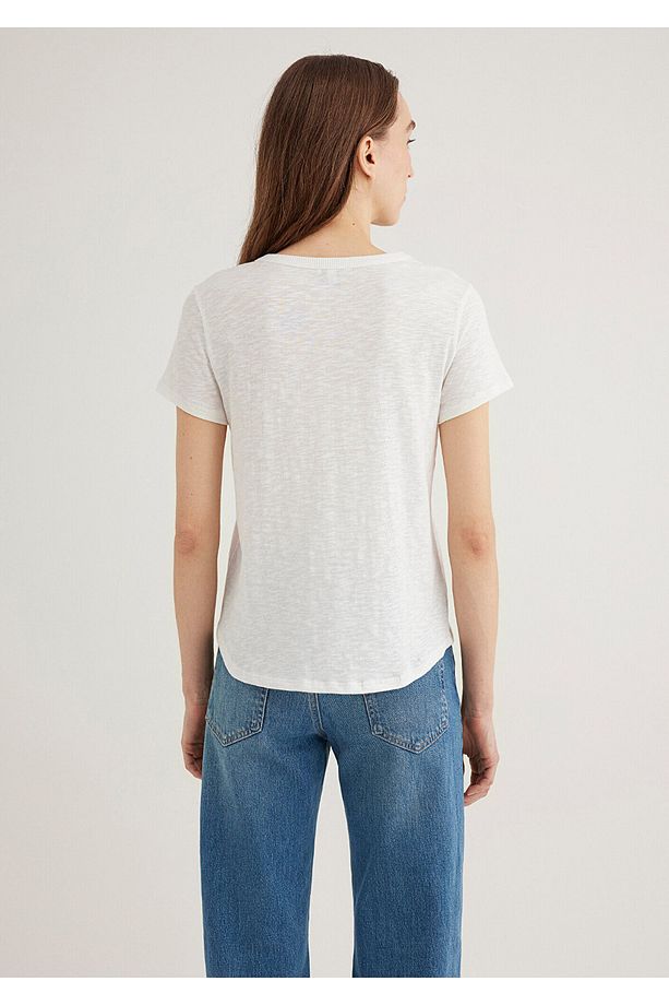 Ekru Basic Tişört Regular Fit / Normal Kesim 1613075-70057 - 5