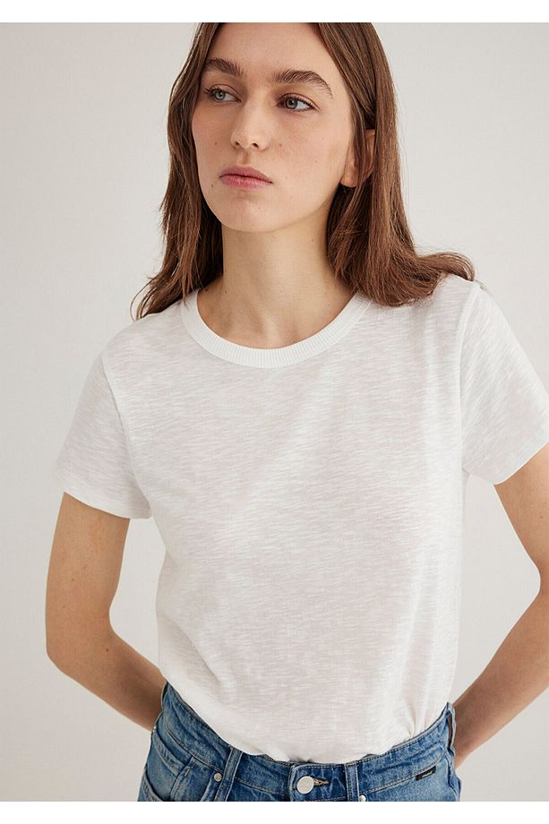 Ekru Basic Tişört Regular Fit / Normal Kesim 1613075-70057 - 3