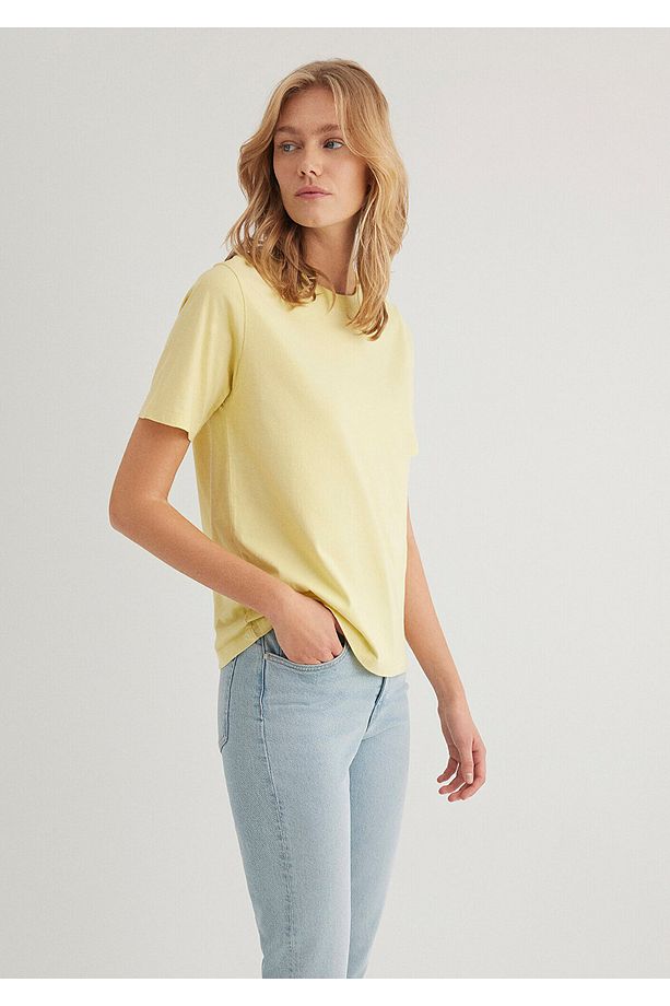 Sarı Basic Tişört Regular Fit / Normal Kesim 1600955-71303 - 2
