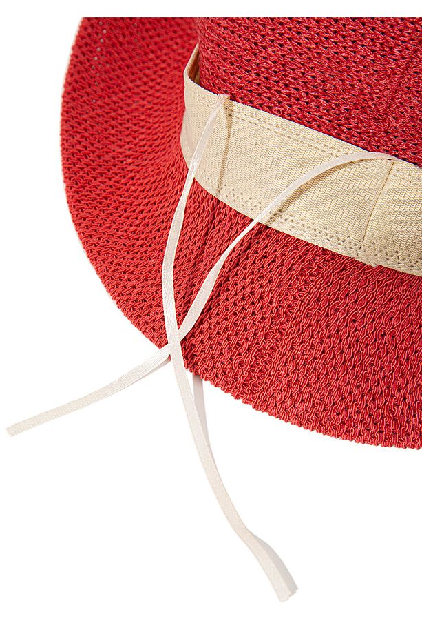 Kırmızı Hasır Bucket Şapka 1910080-86417 - 4