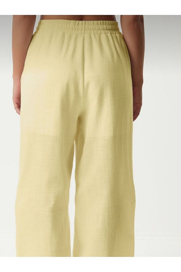 Astarlı Keten Pantolon - Beli Lastikli - Bol Paça - 3