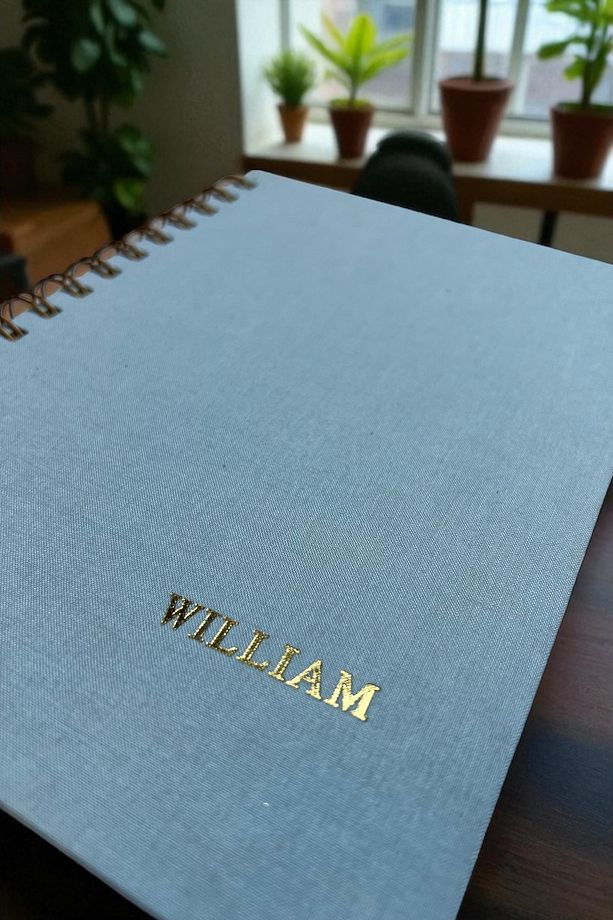 Açık Mavi Keten Kapaklı Kişiselleştirilebilir Defter – 110 gr Ivory Kağıt, Sert Kapak, 80 Yaprak - 3